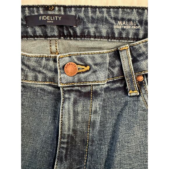FIDELITY DENIM Malibu High-Rise Crop Wide-Leg Jeans Women's Sz 27 NWT - Picture 4 of 10